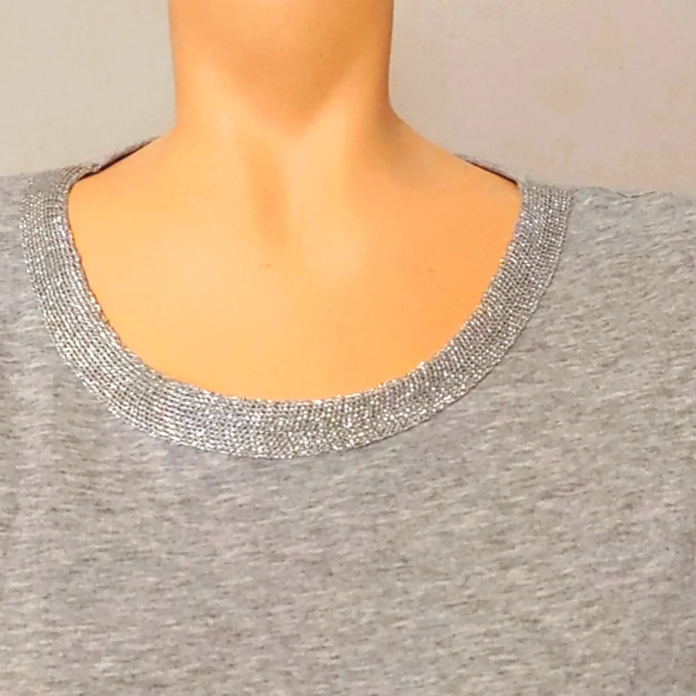 Michael Kors silver mesh neckline Dressy Tee